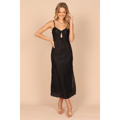 Black Lace Cut-out Long Silk Slip Dress