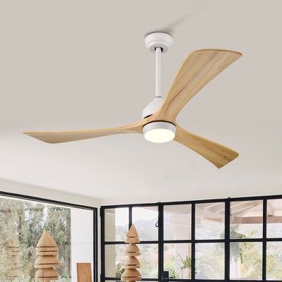 52" Ceiling Fan with Lights Remote Control, Quiet DC Motor 3 Wood Blade Ceiling Fans 6 Speed Levels, Reversible Ceiling Fan