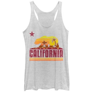 Women's Lost Gods California Flag Surf Racerback Tank Top - 1 of 3
