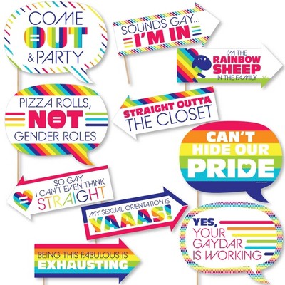 Big Dot of Happiness Funny Love is Love - Gay Pride - LGBTQ Rainbow Party Photo Booth Props Kit - 10 Piece