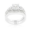 Slickblue Women’s Triple Stone Wedding Set – Rhodium Finish with Clear Cubic Zirconia, Size 5-10 - 2 of 4