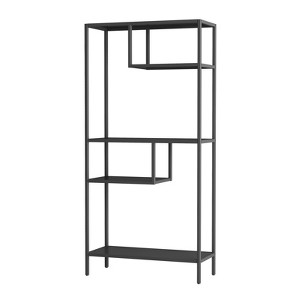 SEVOBAL Utility Storage Shelves Freestanding Shelf with Four Compartments for Living Room Bedroom or Office, Black, 33.46"*13.78"*70.87" - 1 of 4
