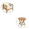 3 PCS Patio Conversation Set, 2 Arm Chairs with Foldable Side Table,  Acacia Wood Frame Chairs with Polyester Cushion-Coolbibila - 4 of 4