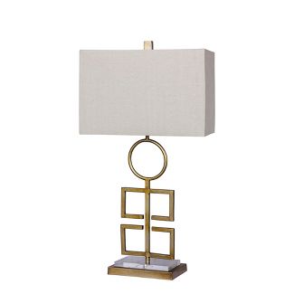 Totemic Modern Cut Out Antique Metal & Clear Acrylic Table Lamp Antique Gold (Lamp Only) - Fangio Lighting