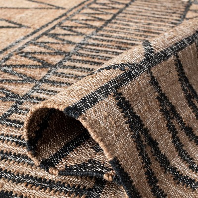 Handmade Natural and Charcoal Wool Flatweave Area Rug