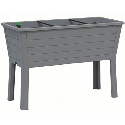 Infurnic Planters, Tall Raised Garden Bed Outdoor with Drain Holes, Standing Planter Box for Patio Balcony Backyard, Gray, 44.33"*29.92"*19.69"