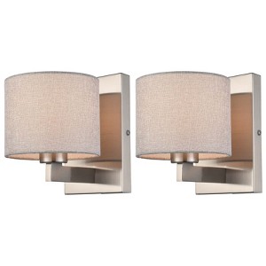 Claxy Brushed Nickel Wall Sconces Set of Two Modern Wall Lamp with Fabric Shade - 1 of 4