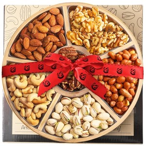 Gourmet Nut Platter – 6 assortments of premium nuts, holiday mixed nuts, kosher, USA-made, perfect for Christmas, sympathy, and gourmet gifting. - 1 of 4