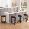 24"Swivel Bar Stools  with Footrest, Modern Counter Height Barstools with PU Leather Upholstered and Metal Frame, Backless Round Bar Stools - 3 of 4