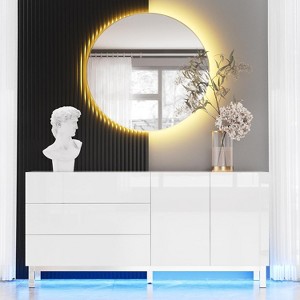 AMERLIFE High Gloss Electroplated Sideboard Buffet with LED Lights - 1 of 2