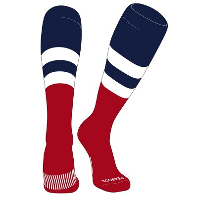 PEAR SOX Striped OTC Baseball, Softball, Football Socks (D) Navy, White, Red