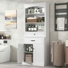 MAYEERTY White Bathroom Cabinet 2 Doors Drawers Adjustable Shelf 3 Open Shelves MDF - 3 of 4