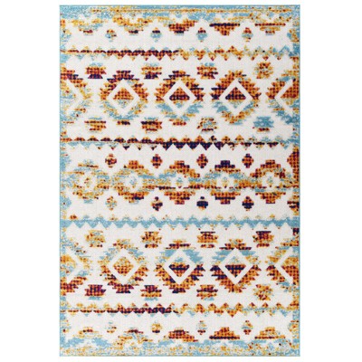 Modway Reflect Takara Abstract Diamond Moroccan Trellis 5x8 Indoor and Outdoor Area Rug