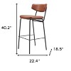 HomeRoots Set of Two 26" Brown And Black Faux Leather And Steel Counter Height Bar Chairs - 3 of 4