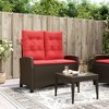 vidaXL Reclining Patio Bench - Brown Poly Rattan, Outdoor Garden Furniture with Cushions, Adjustable Backrest - 2 of 4