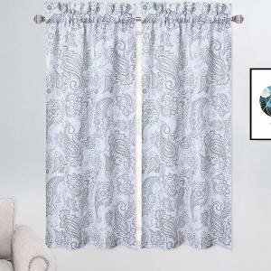 Paisley Floral Kitchen Tier Curtains for Bathroom Cafe Bedroom - 1 of 4
