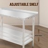 48"x24" Stainless Steel Table, Prep Table Stainless Steel Workbench, with Backsplash and Hook, Shelves, 4 Wheels, Arc Corner Edge - 3 of 4