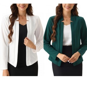 INSPIRE CHIC Women's Open Front Long Sleeve Business Work Office Blazer 2 Packs - 1 of 4
