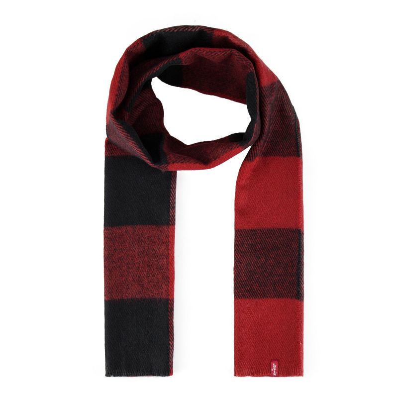 Levi's Men's Waffle Knit Beanie Hat and Plaid Scarf Set, 3 of 6