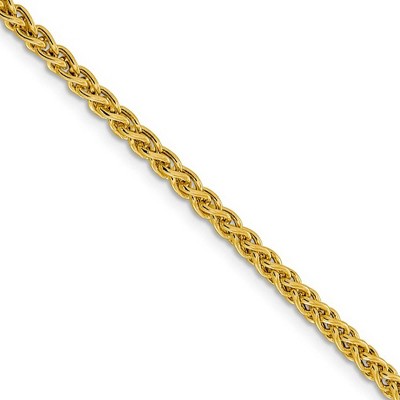 Black Bow Jewelry 3.5mm 14k Yellow Gold Hollow Wheat Chain Necklace