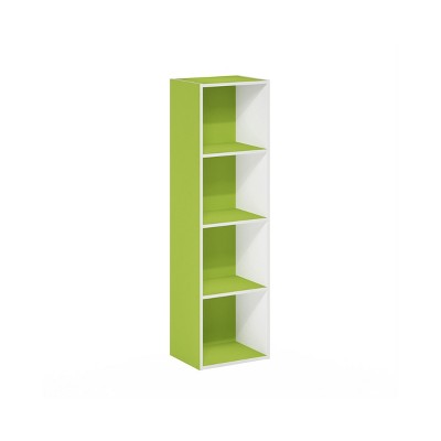 HOMLUX 4-Tier Bookcase with 4 Open Cubbies Storage Shelf Display Organizer, Green