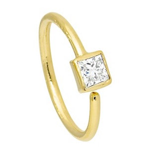 Jewelry Avalanche 20G 14K Gold Bezel Set Princess Cut Diamond Nose Hoop Ring - 1 of 4