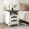 Garvee End Table with Charging Station and 2 Drawers, Narrow Nightstand for Small Space in Living Room, Bedroom, Hallway, White - 3 of 4