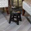 FONTOI Carved Wooden Step Stool with Floral Pattern, Ottoman Foot Stools for Living Room Bedroom, Black, 11"*10"*11" - 4 of 4