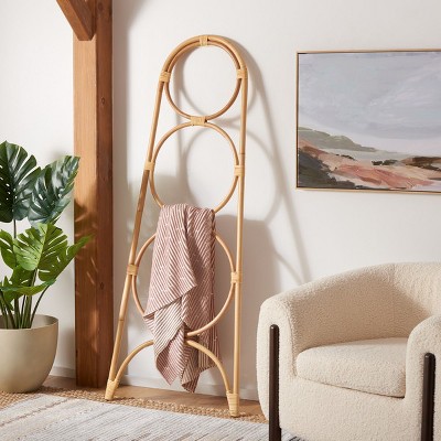 Natural Rattan 3-Tier Wall Mounted Towel Hanger