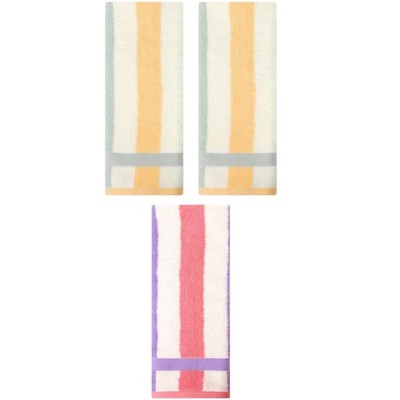 REGALWOVEN 3 Pack Striped Cotton Bathroom Decorative Hand Towels 13" x 29"