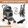 BestMassage Pet Stroller 3/4 Wheels Dog Stroller 3-in-1 Multifunction Dog Cat Jogger Stroller with Large Storage Basket Removable Pet Carrier - 4 of 4