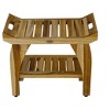 EcoDecors® Tranquility® 24" Teak Wood Shower Bench with Shelf and LiftAide® Arms in EarthyTeak Finish - Target Plus Natural 24"L x 14"D x 19"H - 3 of 4