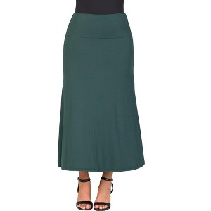 Petite Fit Elastic Waist A-Line Maxi Skirt  - 24seven Comfort Apparel™ - 1 of 4