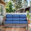 POCASSY 6" Thick Cushion High Back Outdoor Wicker Patio Sofa, All Weather Wicker Furniture 3-Seater Sofa Patio Couch for Porch - 3 of 4