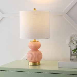 JONATHAN Y Daphne Contemporary Transitional Metal/Glass Ribbed Gourd LED Table Lamp - 1 of 4