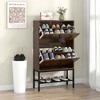 Costway Industrial Shoe Storage Cabinet with 2 Flip Drawers 1 Bottom Metal Shelf Organizer - 2 of 4