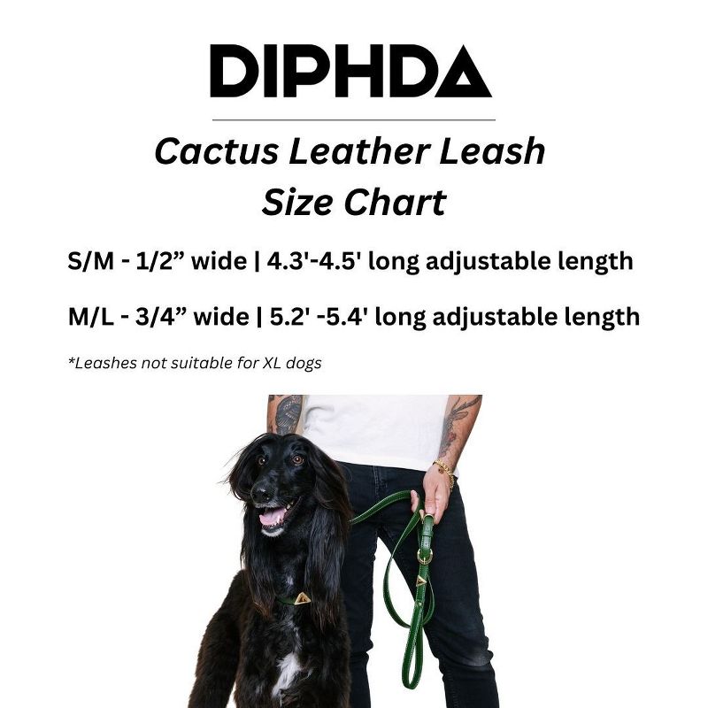DIPHDA™ Luxury Pet Leash – Durable Comfortable Eco-friendly Vegan Cactus Leather Adjustable Dog Leash, 3 of 4