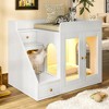 Whisen Multifunctional Cat Litter Box & Cat Bed House & Side Table with 3 Side Stairs, 2 Storage Drawers - 3 of 4