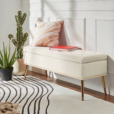 Hippolytus  Storage Bench with Nailhead Trim and Button-tufted  for Bedroom  | ARTFUL LIVING DESIGN