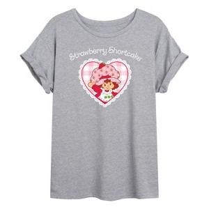 Women's - Strawberry Shortcake - Coquette Heart-Women's Oversized Graphic T-Shirt Oversized Graphic T-Shirt - 1 of 4