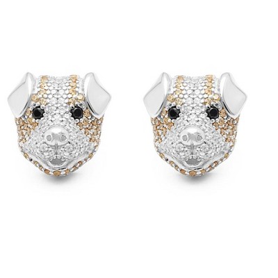 Pitbull Dog 3d Stud Earrings Sterling Silver Cz Womens by Ginger Lyne Collection