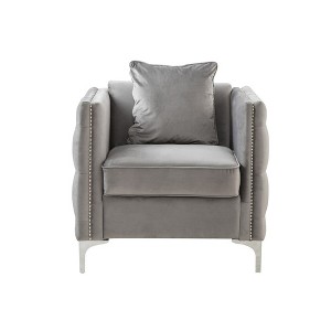 Simple Relax Velvet Chair with 1 Pillow in Gray - 1 of 4