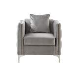 Simple Relax Velvet Chair with 1 Pillow in Gray