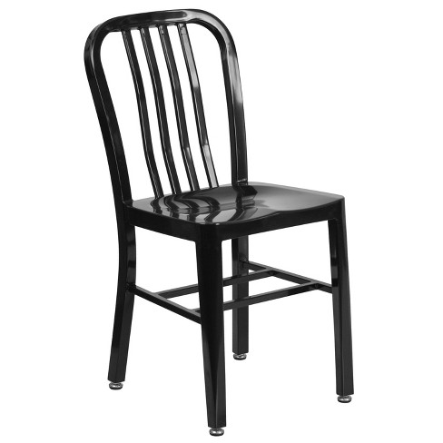 Flash Furniture Commercial Grade Black Metal Indoor Outdoor Chair