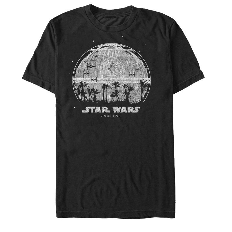 Men's Star Wars Rogue One Death Star Palm Tree Silhouette T-Shirt, 1 of 5