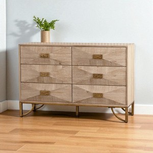 Mshliw Modern 6 Drawer Dresser, Solid Wood and MDF Chest of Drawers, Fluted Storage Cabinet and TV Stand for Bedroom, Living Room, or Entryway - 1 of 4