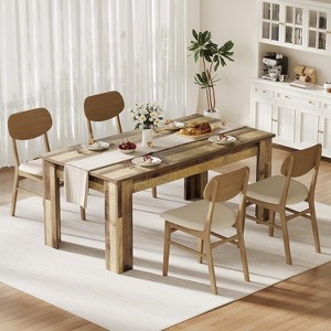 Dining Table for 4-6, 63" Wood Farmhouse Rectangular Dining Room & Kitchen Table for 4 for Apartment, Home - 1 of 4
