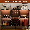 47" Liquor Cabinet Bar with LED Light, Kitchen Sideboard Buffet Storage Rack with Glass Door & Open Shelf for Home Living Room Dining Room, Black - 3 of 4