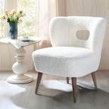 Inès Upholstery Fluffy Fabric Accent Barrel Chair | Karat Home - ivory Solid