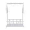 Lyngins Twin Size Bed Frame, Kids' House Bed Frame with Roof & Colorful Lights, Metal  Floor Bed Frame with Slats and Legs, Toddler Bed with Backrest - 4 of 4
